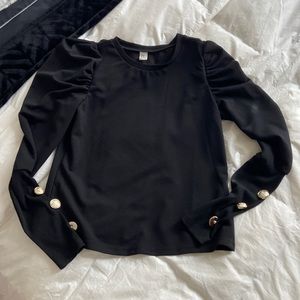 Puffed sleeved, blouse with gold buttons